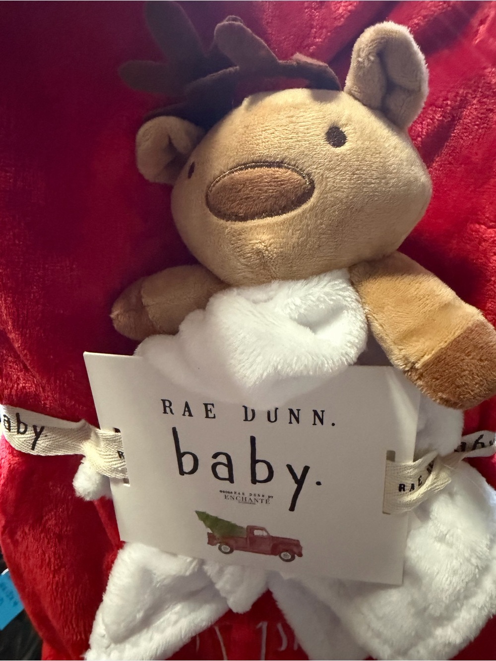 Rae Dunn Plush Baby’s 1st Christmas Blanket with Stuffed Reindeer - Picture 3 of 3